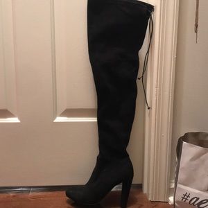 Black over the knee heeled boots